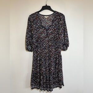 Max Studio Black Floral Midi Dress